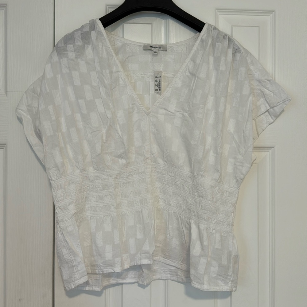 Madewell V-Neck Smocked Waist Top